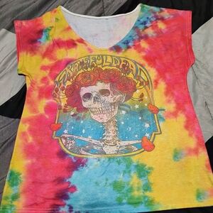 Grateful Dead Women's Colorful Tie-Dye Skull Tee